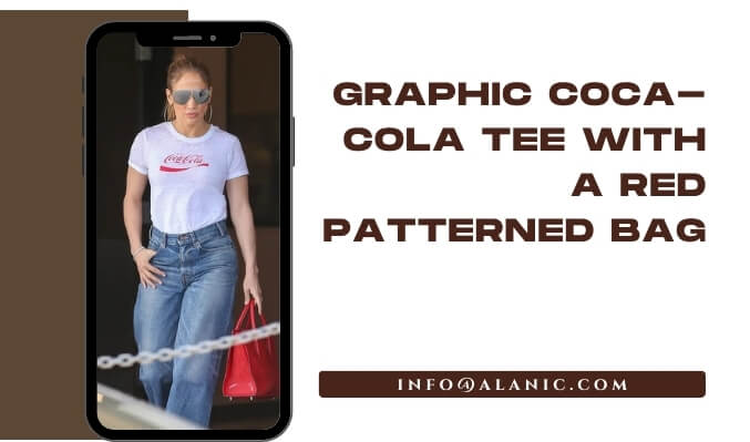 graphic Coca-Cola tee with red patterned bag