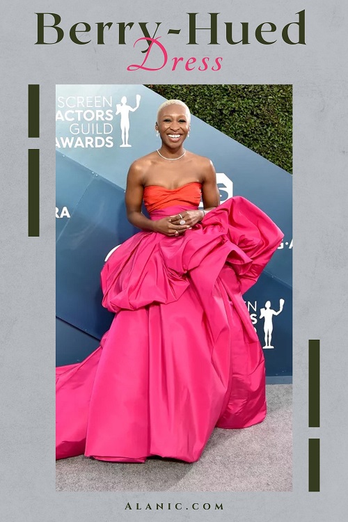 Cynthia Erivo in Berry-Hued Dress