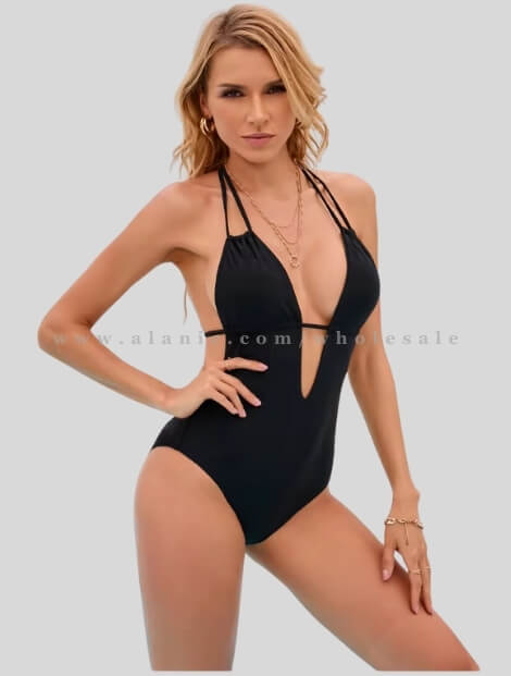 wholesale black halter neck womens swimwear