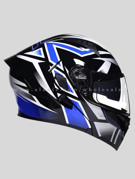 blue designer motorcycle helmet with spoiler manufacturer