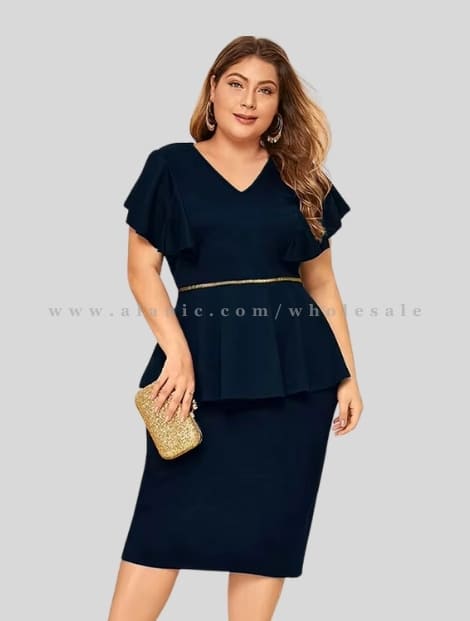 dark blue plus size peplum dress wholesaler