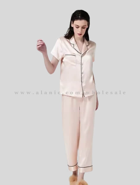 glossy off white night suit with collar in bulk