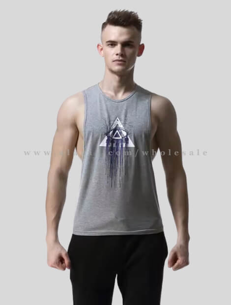 grey printed tank top for men supplier