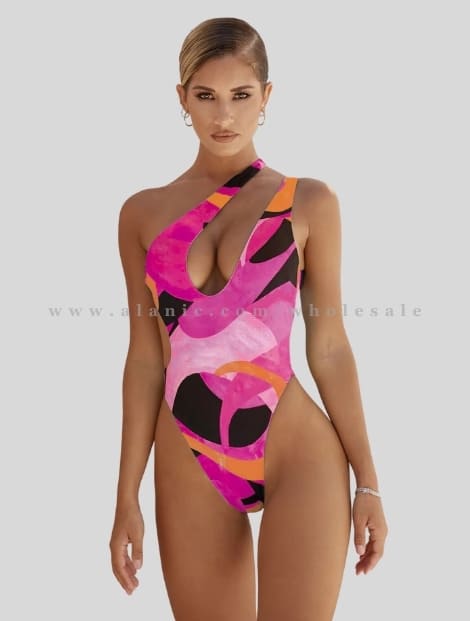 pink printed swimwear for women supplier