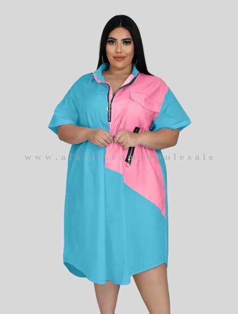 wholesale plus size t shirt dress with pocket