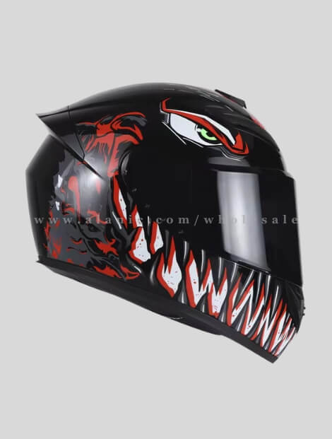 printed smoke visor motorcycle helmet with spoiler vendor