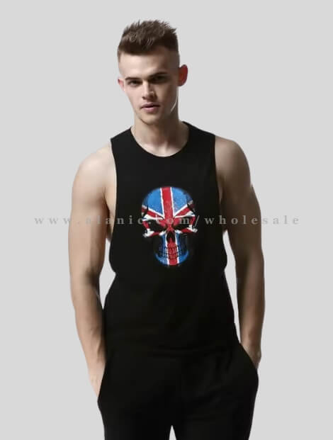 skull printed tank top for men wholesaler