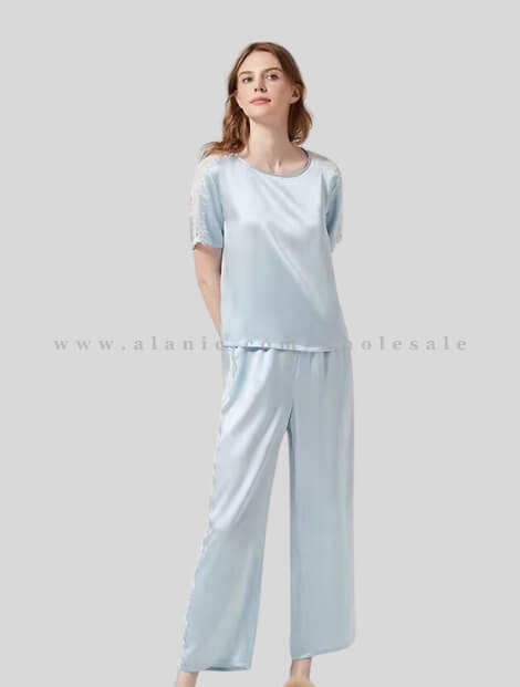 sky blue round neck pajama set manufacturer