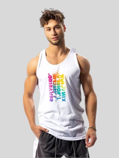 text printed tank top for men manufacturer