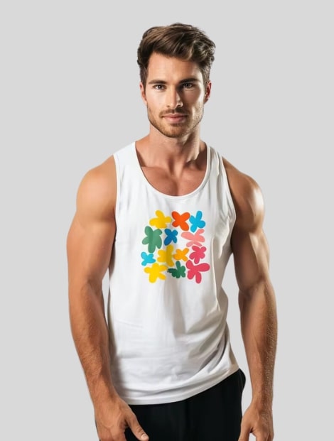 white printed tank top for men wholesaler