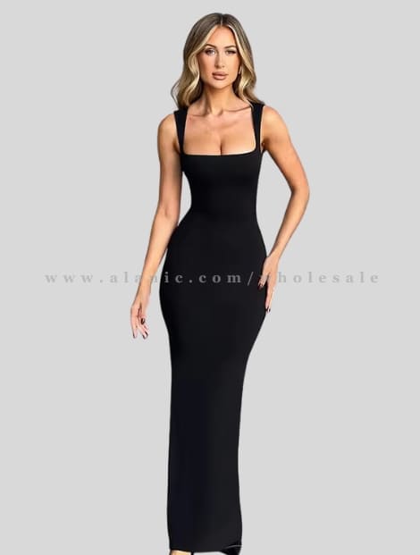 black square neck tank dress vendor