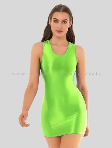 glossy neon green tank dress supplier