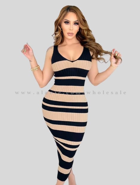 horizontal striped pattern tank dress in bulk