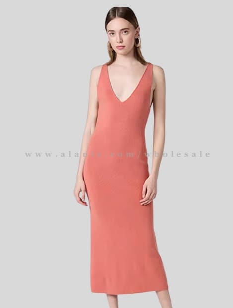 peach v neck tank dress wholesaler