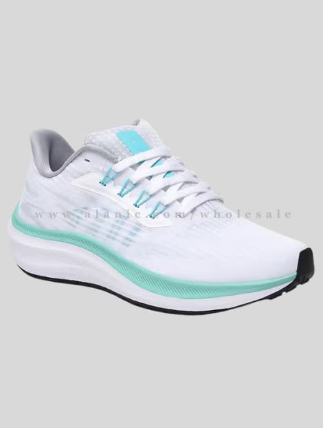 white & light blue moisture wicking shoe in bulk