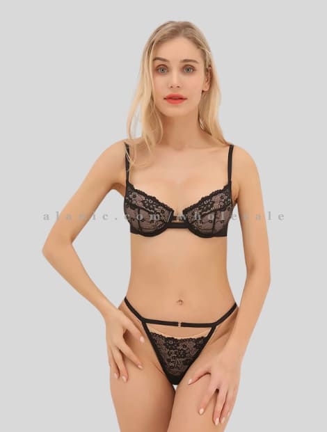 wholesale black laced lingerie set