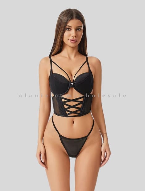 black padded lingerie with lace vendor