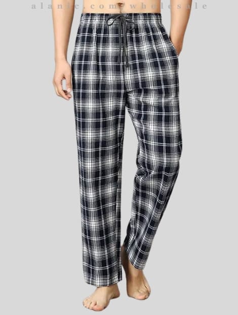 wholesale black & white flannel pajama with lace