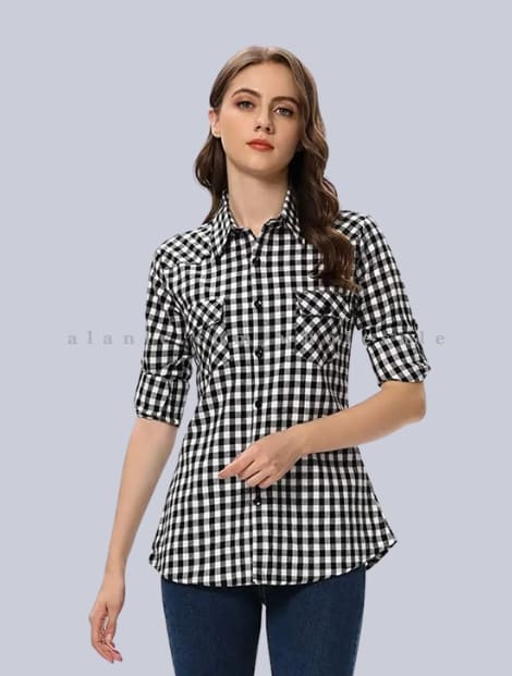 black & white flannel shirt for women vendor