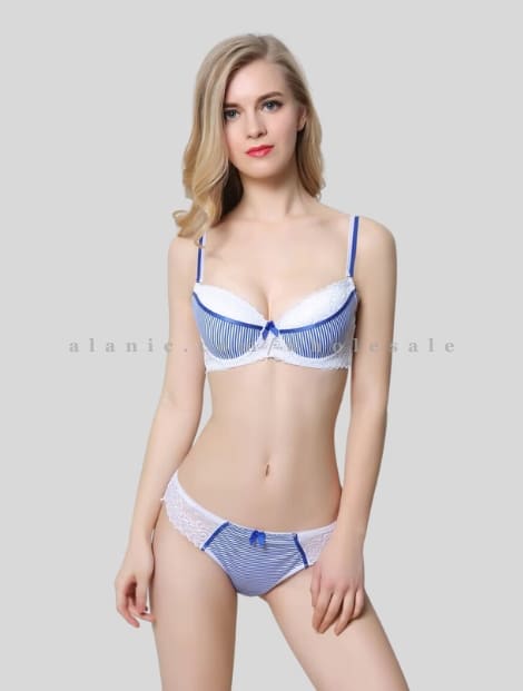 blue designer lingerie with lace in bulk