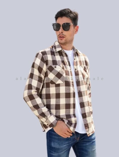 brown comfortable flannel shirt wholesaler