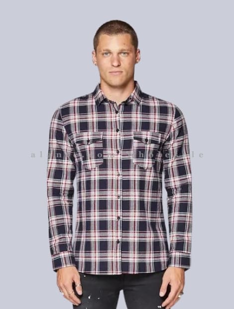 dark blue mens flannel shirt supplier