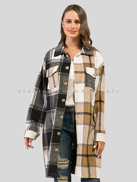 dual tone oversized flannel jacket for women manufacturer