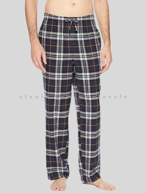 fade black & white mens flannel pajama in bulk