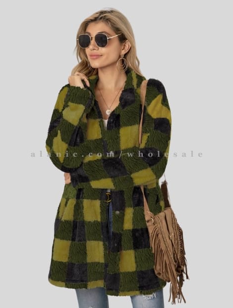 forest green & black woolen flannel jacket supplier