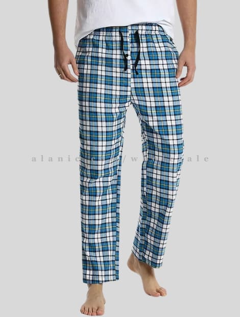 light blue mens flannel pajama with lace wholesaler