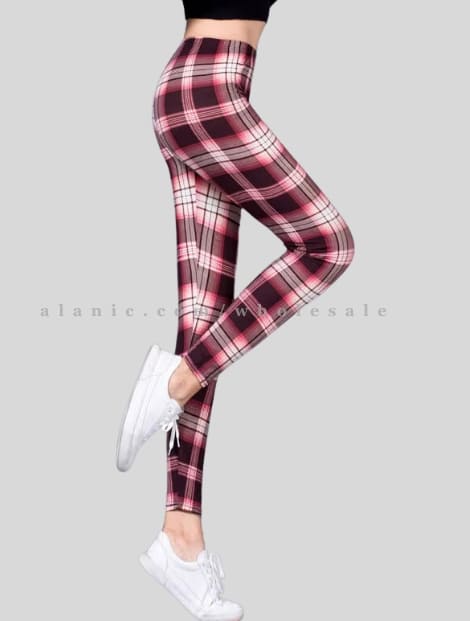 wholesale marron & white flannel leggings