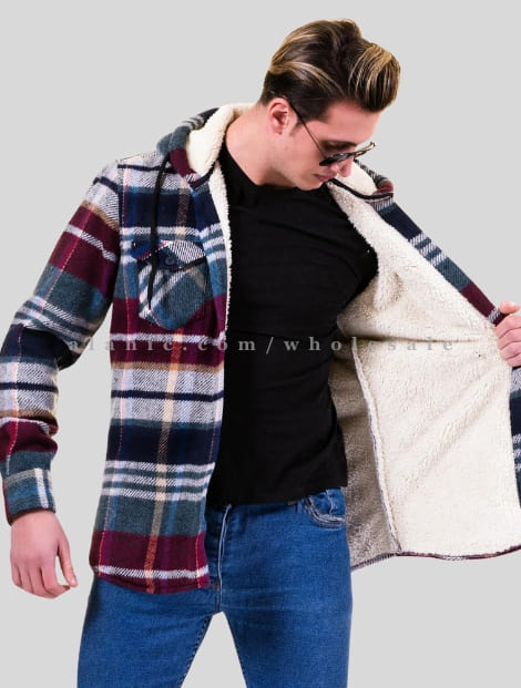 wholesale multicolored hooded flannel jacket