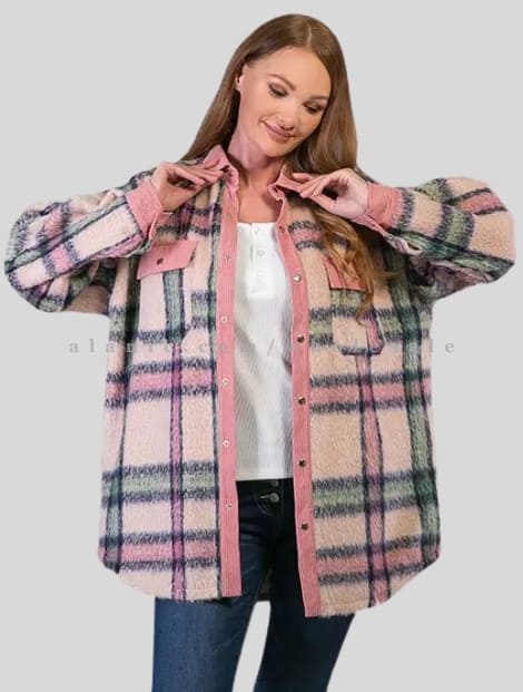 pink & green womens flannel jacket vendor