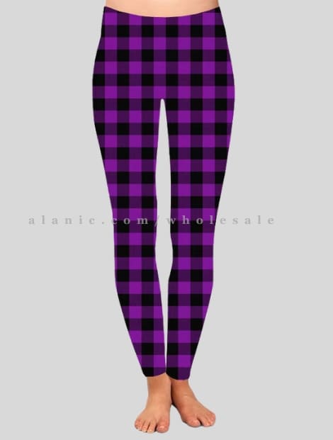 purple & black flannel leggings wholesaler