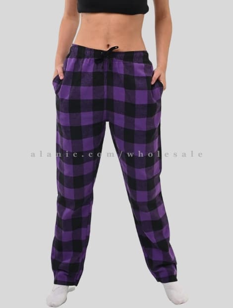 wholesale purple & black womens flannel pajama