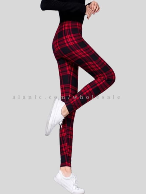 red & black stylish flannel leggings vendor