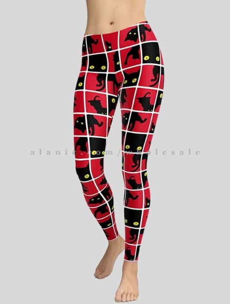 red printed flannel leggings supplier