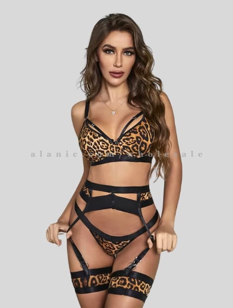 strappy leopard printed lingerie in bulk