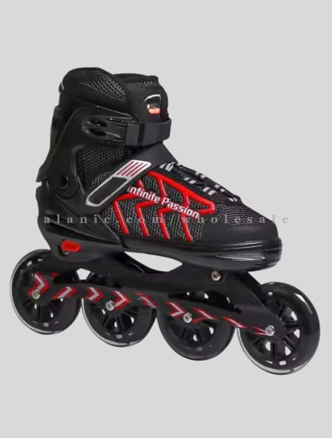 black & red four wheel roller skate sports shoes supplier