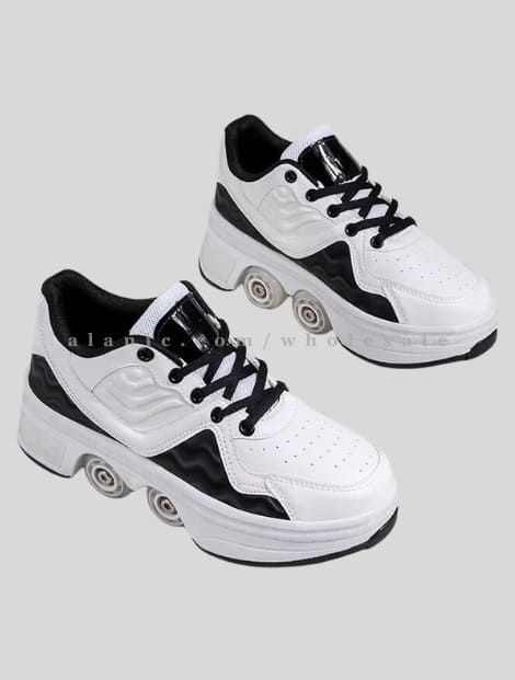 skating sports shoes with retractable wheels vendor