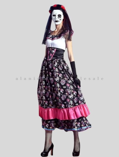 skull printed halloween costume for women vendor