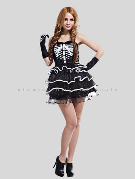 womens skeleton printed fancy dress vendor