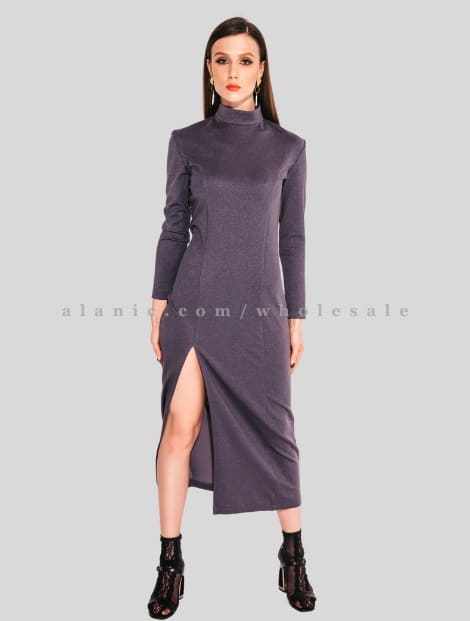 dark purple high-neck hero dress manufacturer