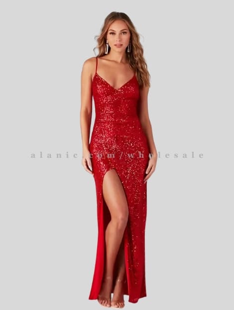 wholesale red sequin christmas party dress for womens