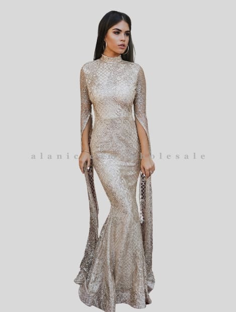 silver with golden sequin lace dress in bulk