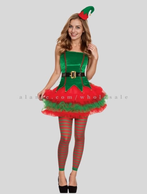 womens green & red christmas party outfit with leggings vendor