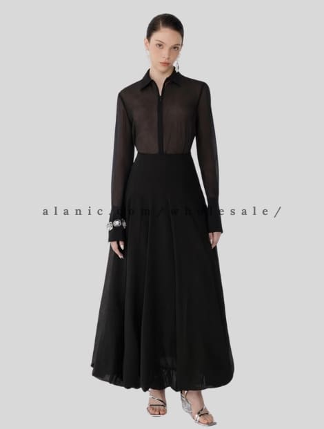 black a-line midi skirt for women vendor