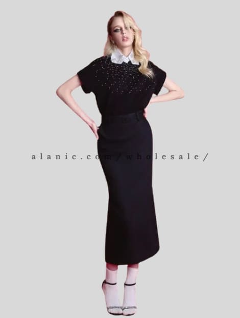 black long skirt with waistband supplier