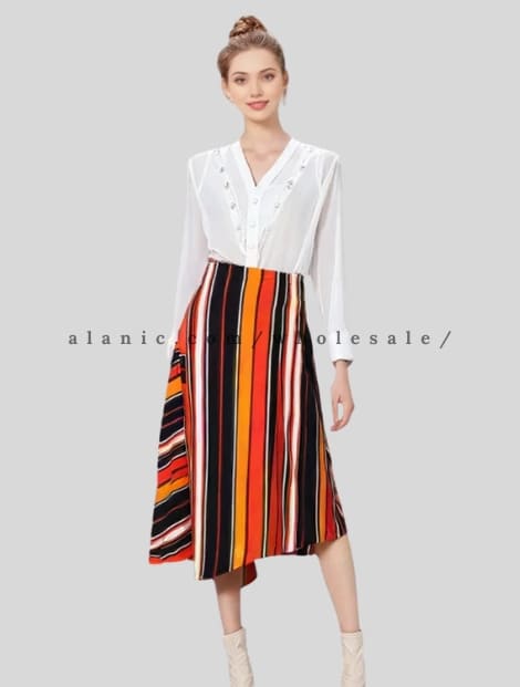 color block striped asymmetrical skirt in bulk