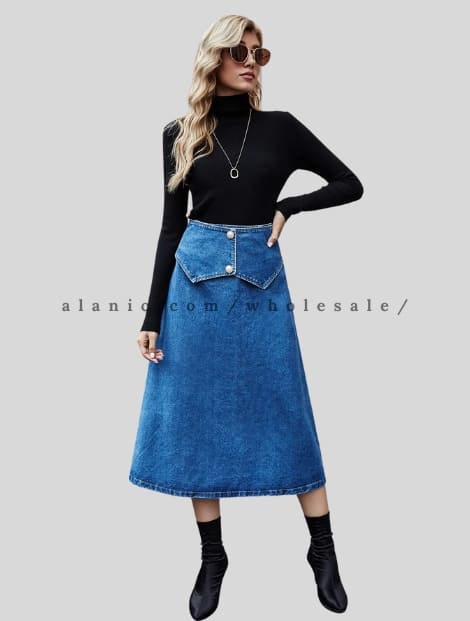 high waist stretch denim skirt wholesaler